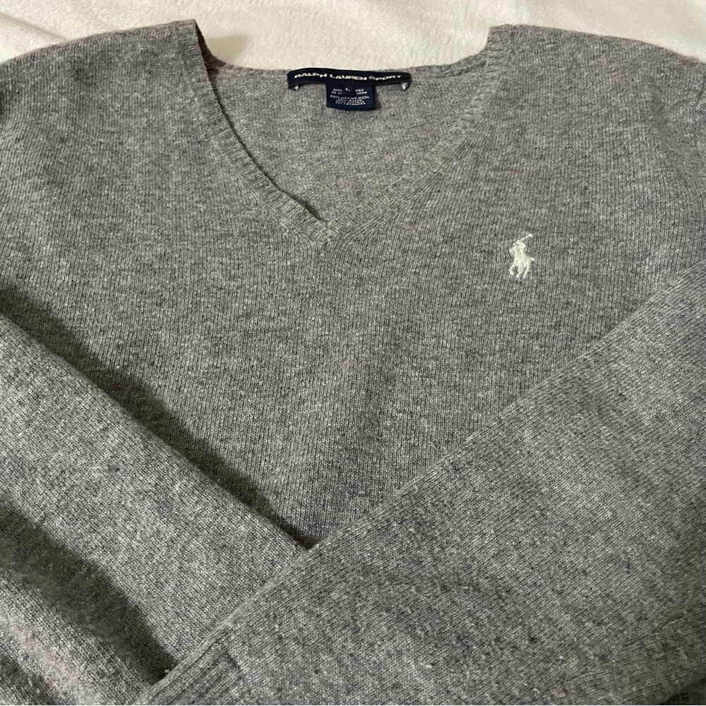 Polo Ralph Lauren Grey Large (L) Soft Long Sleeve V neck Casual/ Lounge